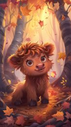 Download Cute Cartoon Highland Cattle Image for iPhone