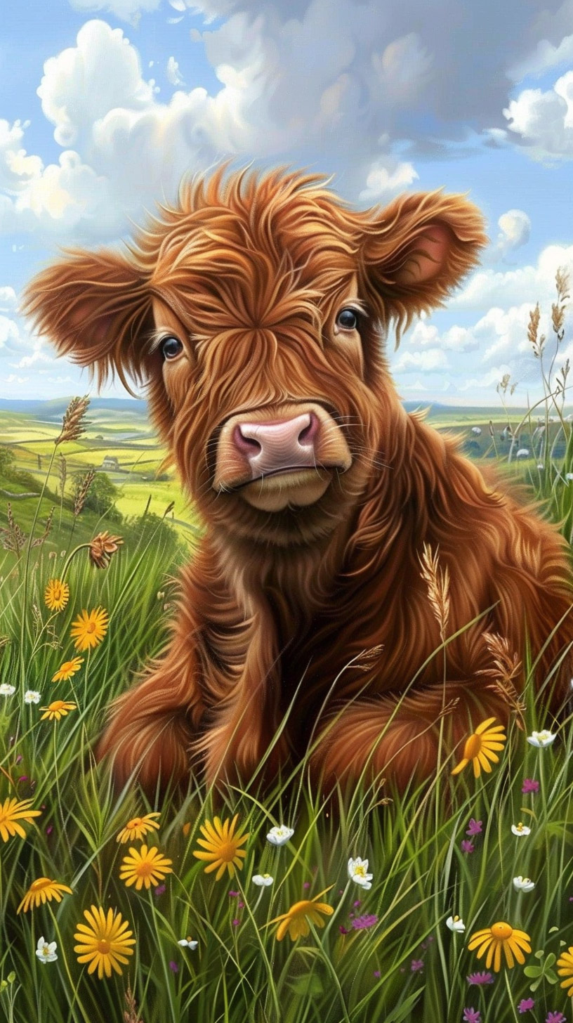 Stunning Highland Cattle Cartoon Picture for Android Users