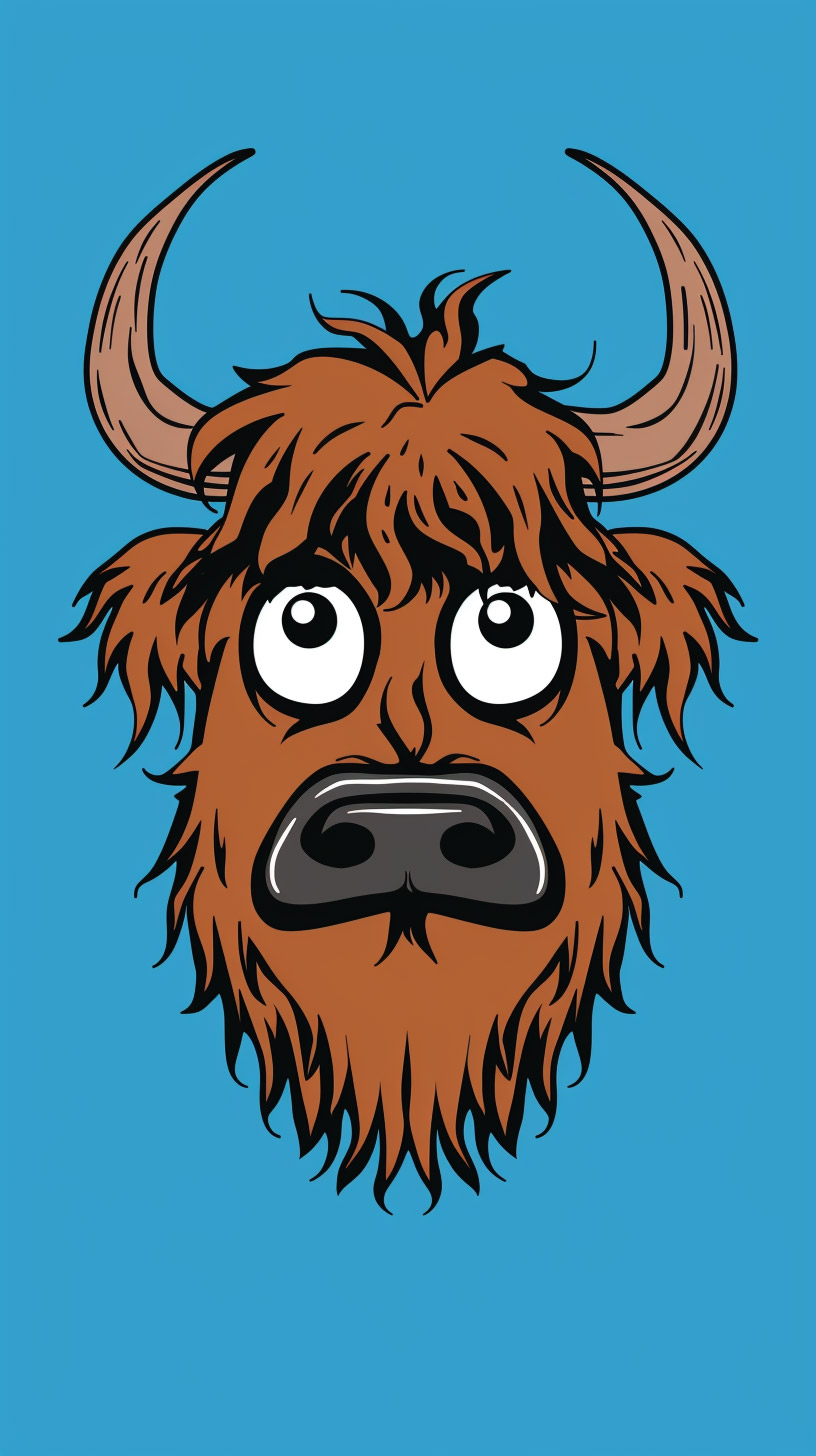 Creative Cartoon Highland Cattle Picture for Mobile Download