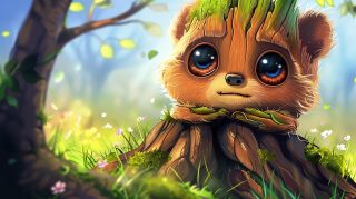 AI Generated Cute Baby Groot HD Wallpaper