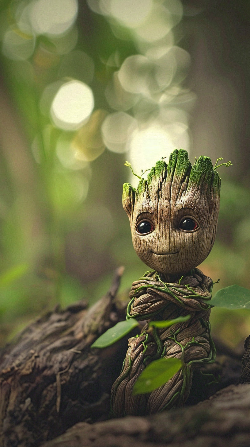 Vibrant HD Mobile Wallpaper Featuring Baby Groot