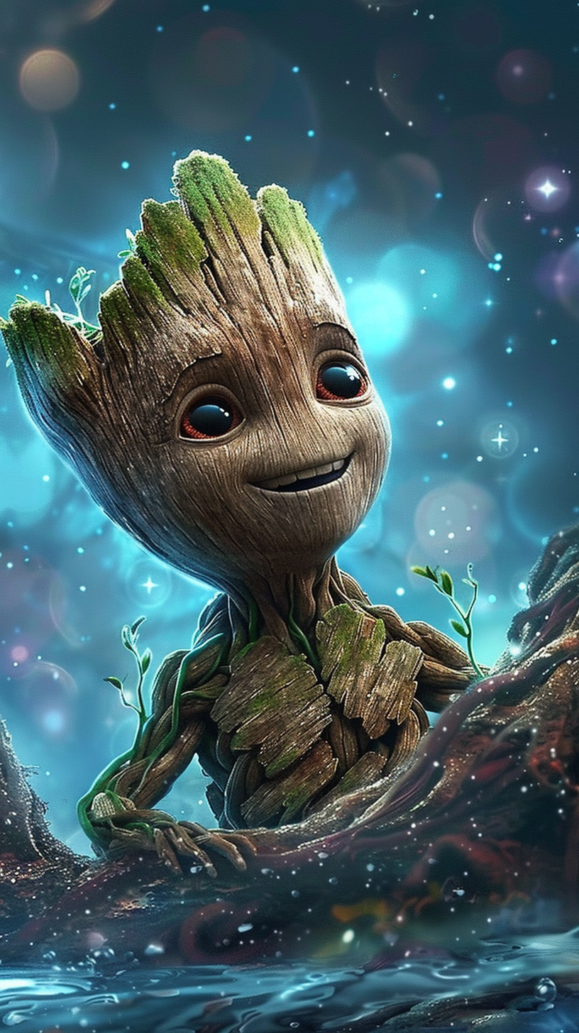 Adorable Groot Digital Background for Android Phones