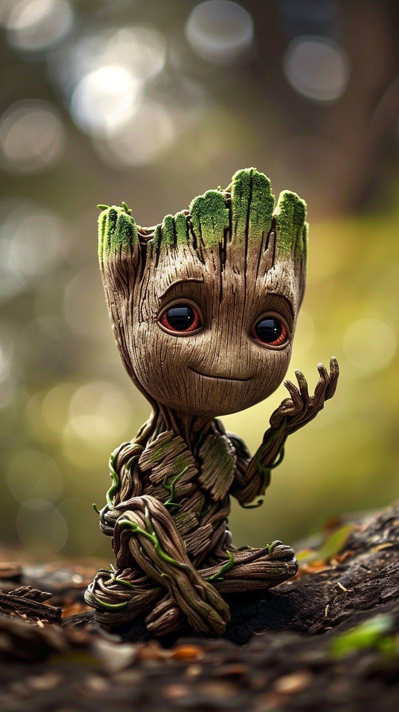 Fun Baby Groot Digital Backgrounds for Mobile