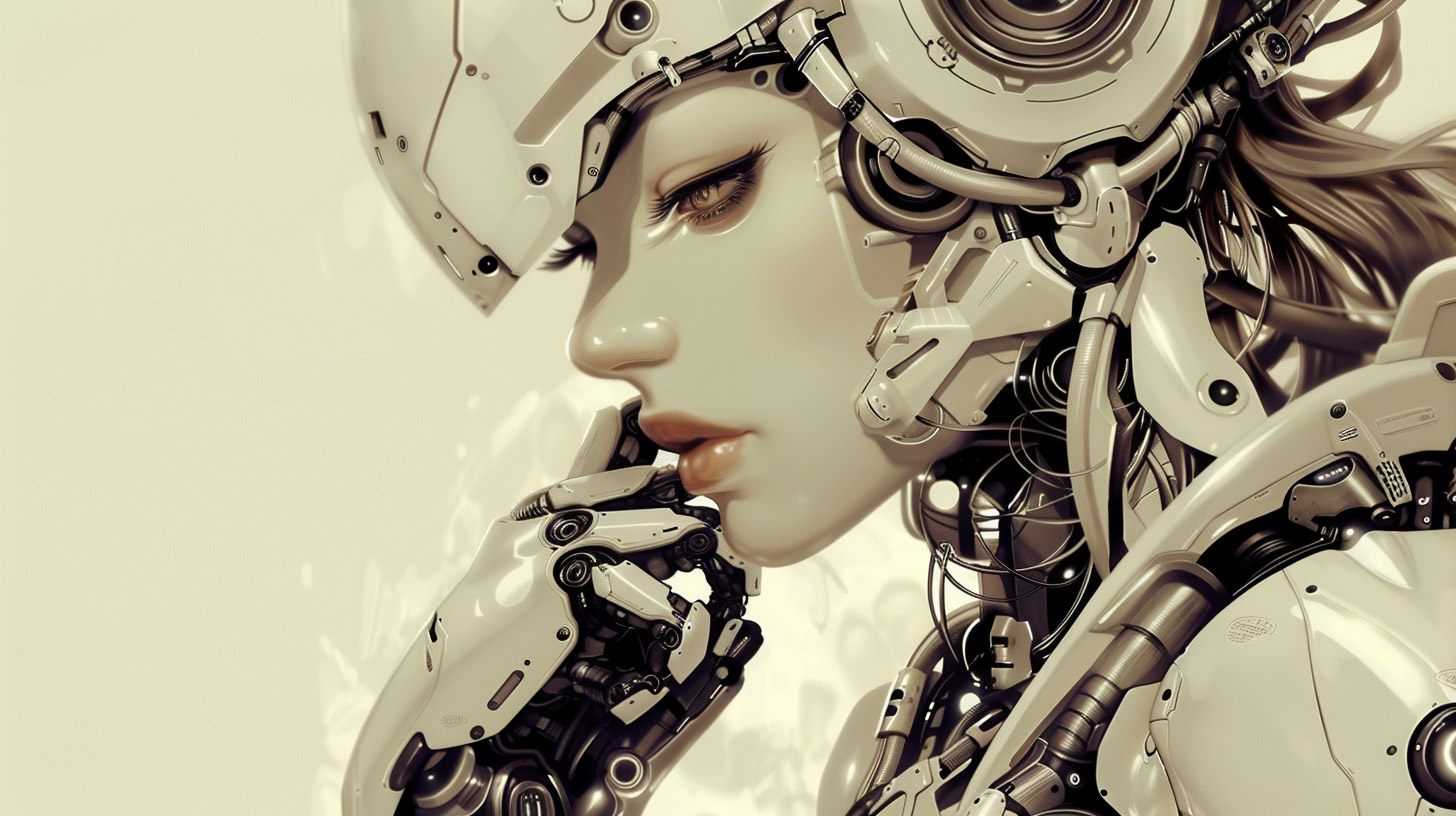 Digital Backgrounds: Captivating Female Cyborg Artwork