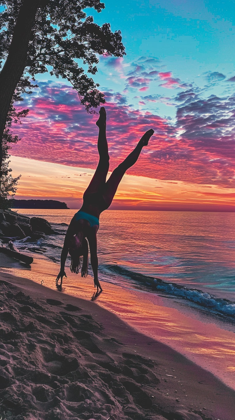 Gymnastics at Sunset: Perfect Mobile Wallpaper to Download