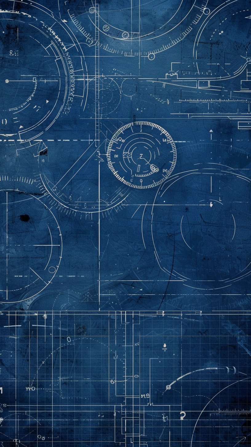 AI-Generated Industrial Blueprint Picture for iPhone Background