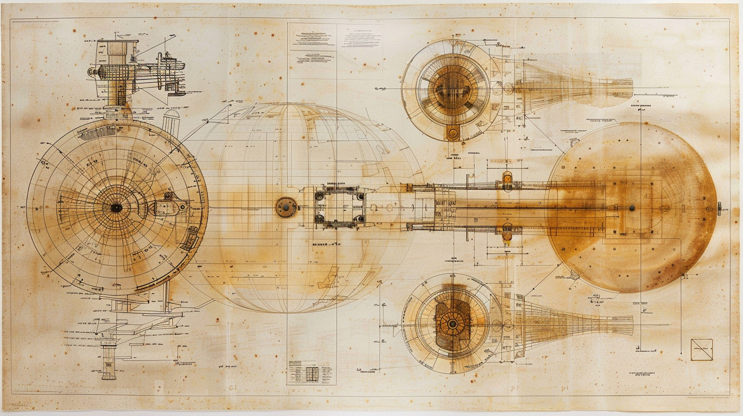 AI-Generated Industrial Design Blueprint HD Wallpaper for Free