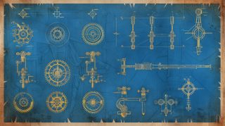 Free AI Wallpaper Featuring Industrial Blueprint Design