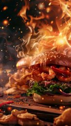 Eye-Catching Juicy Burger HD Photo for Any Smartphone