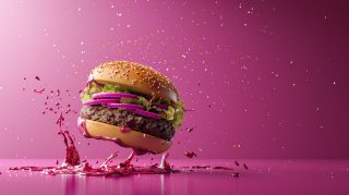 AI Wallpaper: Juicy Burger Digital Background in 16:9