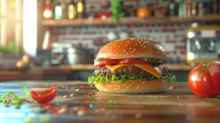 Stunning 4K Juicy Burger Image for PC Wallpapers