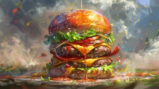 8K Juicy Burger Wallpaper: Perfect for Your PC