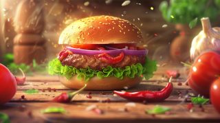 16:9 Juicy Hamburger Desktop Backgrounds with Stunning Visuals