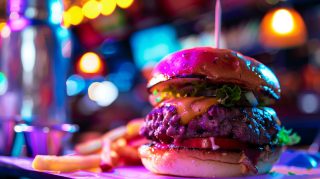 Juicy Burger in a Colorful Background: Free HD Pics