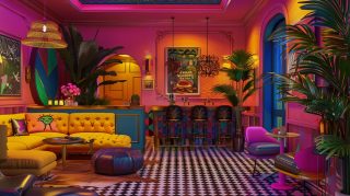 AI Wallpaper Creation: Juicy Burger and Bright Surroundings