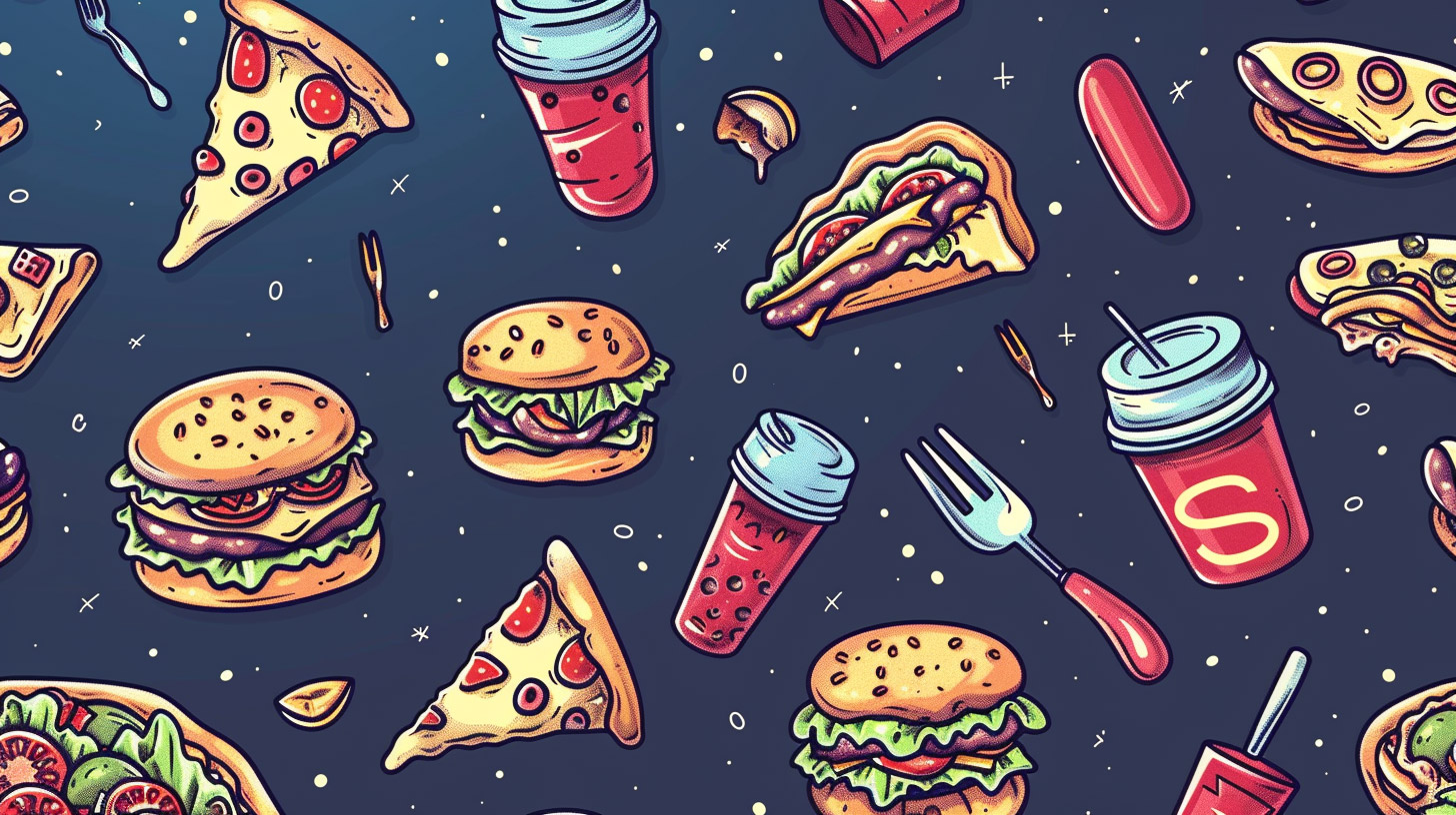 Colorful Junk Food Digital Backgrounds for PCs