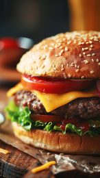 Close-Up Burger Photo for Your Mobile Background