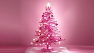 Charming Digital Background of Pink Christmas Tree