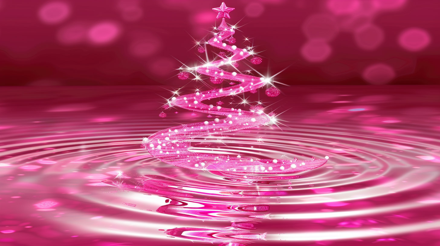 Beautiful Pink Christmas Tree Digital Background Images