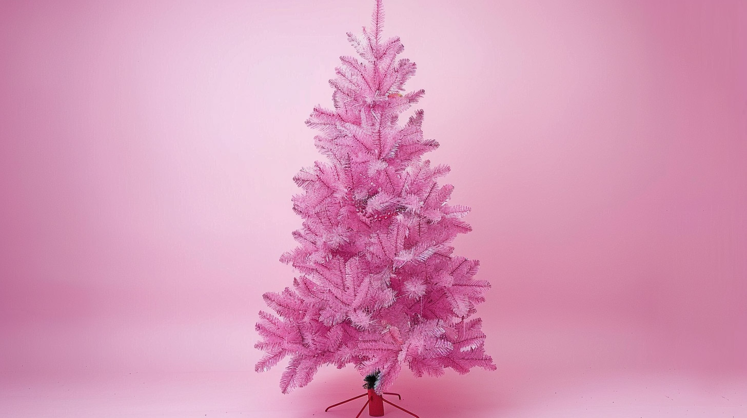 Digital Background Featuring Pink Christmas Tree Images