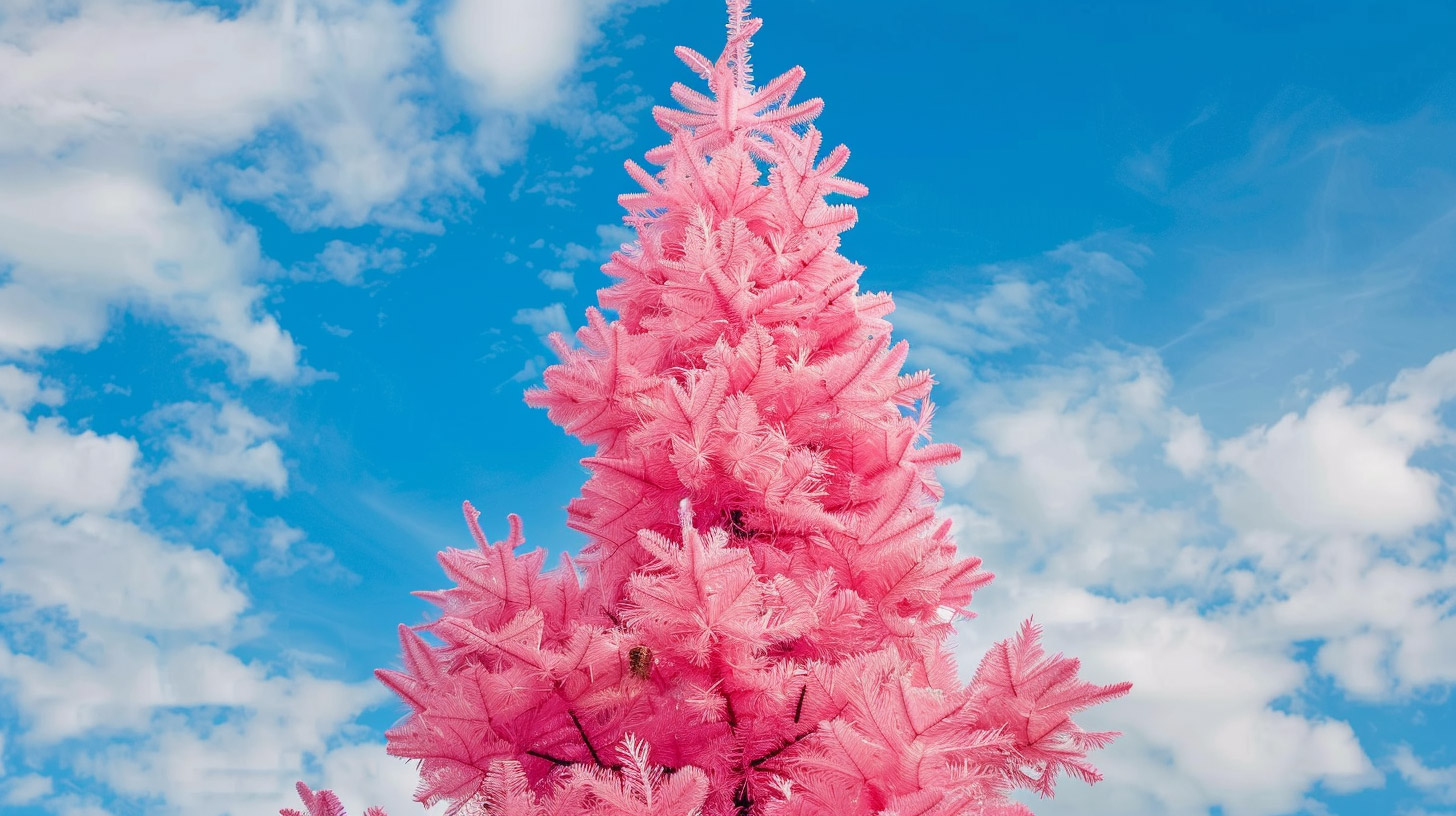 Stunning 8K Pink Christmas Tree Wallpaper for Desktop