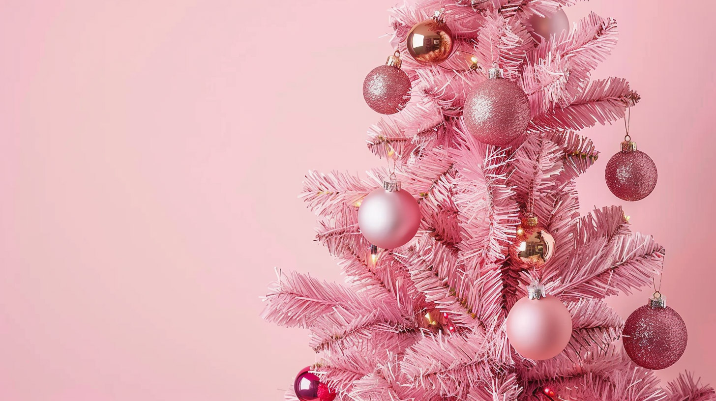 16:9 Pink Christmas Tree HD Wallpaper for Your PC