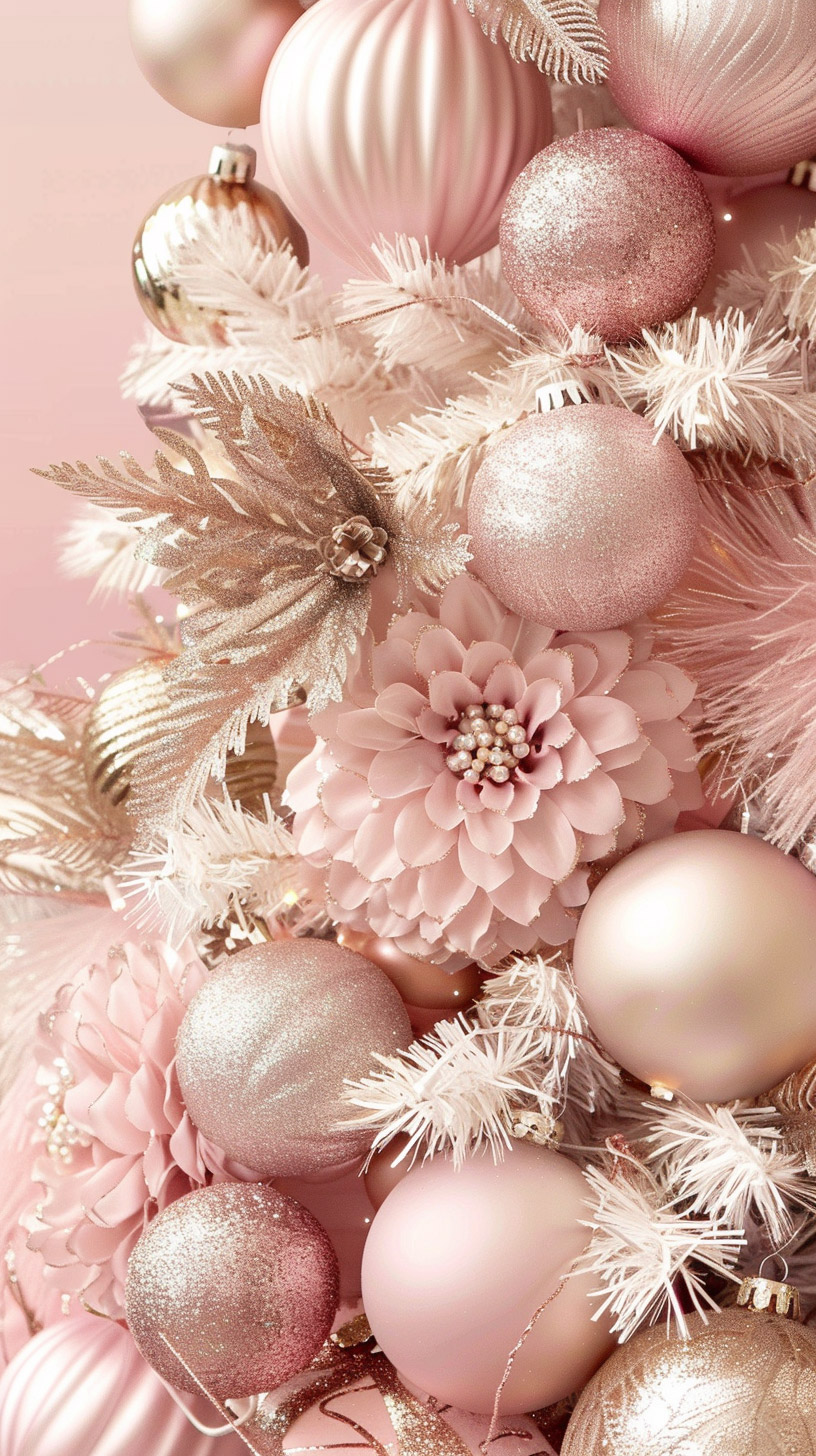 Vibrant Pink Christmas Tree Aesthetic for Phone Wallpaper