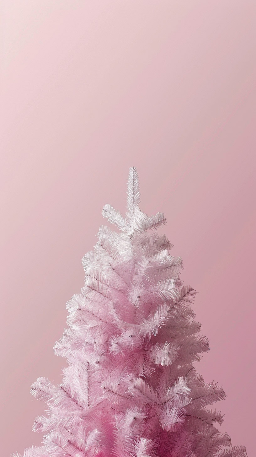 Pastel Pink Christmas Tree Aesthetic for Phone Backgrounds