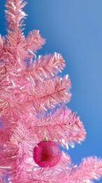 Festive Pink Christmas Tree Aesthetic for Phone Backgrounds