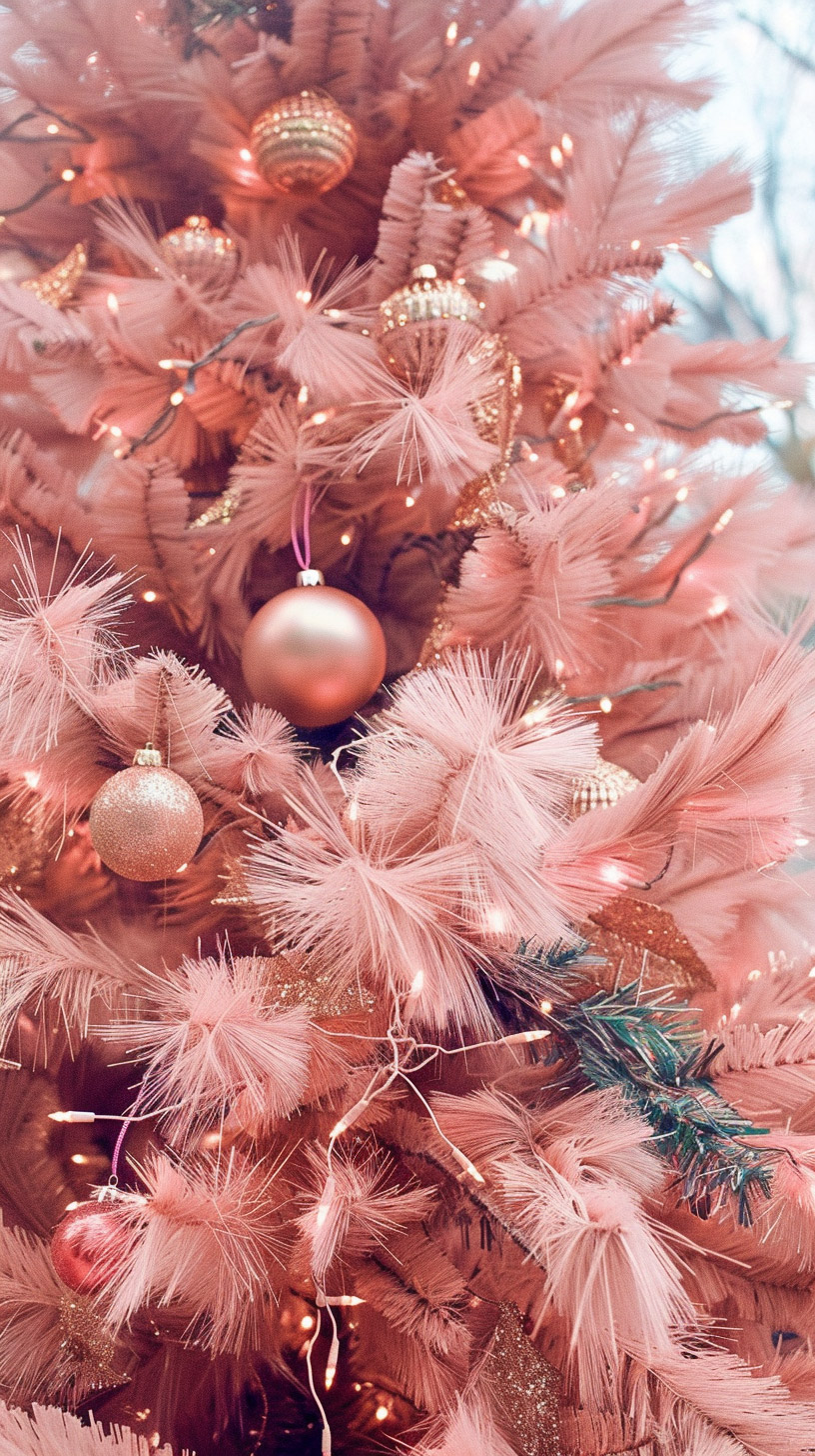 Minimalist Pink Christmas Tree Aesthetic for Smartphone Wallpaper