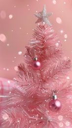 Trendy Pink Christmas Tree Aesthetic for Phone Lock Screen