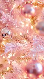 Whimsical Pink Christmas Tree Aesthetic for iPhone Screens