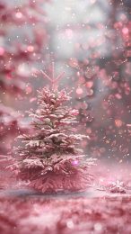 Elegant Pink Christmas Tree Mobile Wallpaper Aesthetic