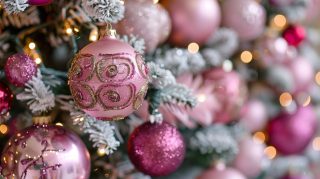 Free AI Wallpaper of Pink Christmas Tree for Desktop