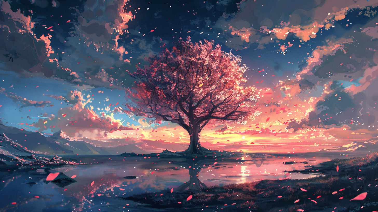 Sakura Tree Anime Wallpaper: Stunning HD Digital Background