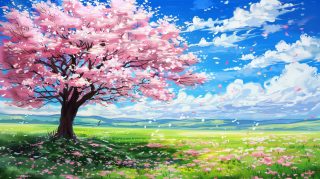 AI Wallpaper Featuring Sakura Tree in 8K Resolution