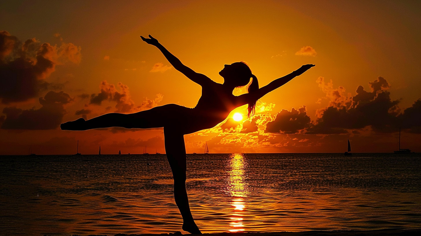 AI Wallpaper: Stunning Gymnast Silhouette at Dusk