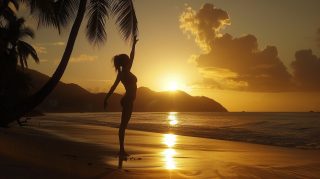 Silhouette Gymnast at Sunset: Free HD Wallpaper