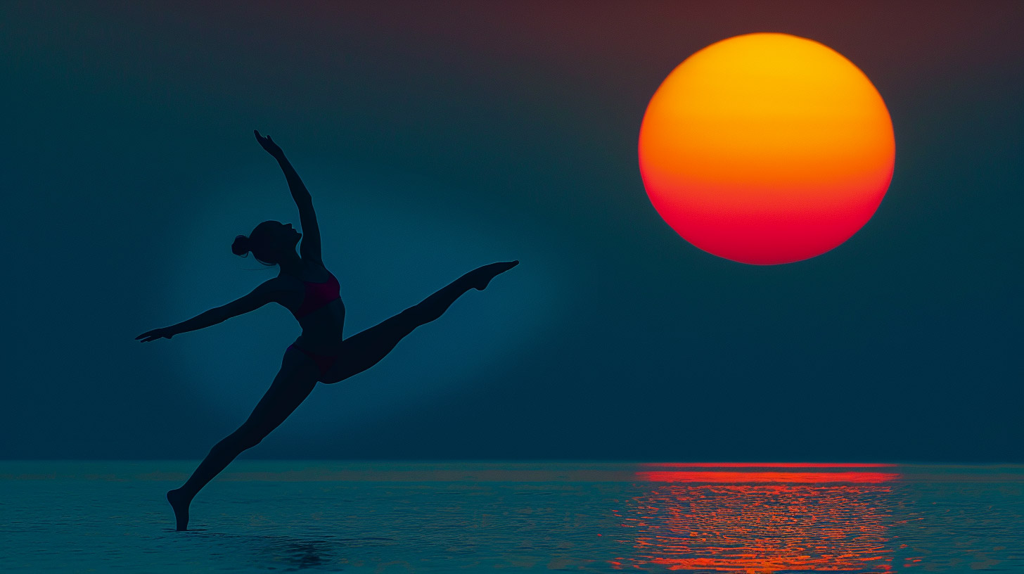 Premium Stock Photos: Beach Sunset with Gymnast