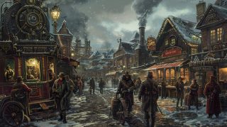 Vibrant Steampunk Street Settings in Ultra HD Quality