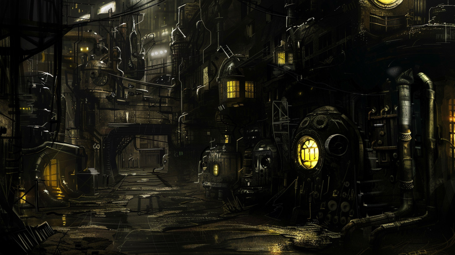 Creative AI Wallpaper Featuring Steampunk Street Designs