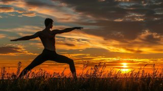 Ultra HD Sunset Gymnast: Stunning 4K Digital Background