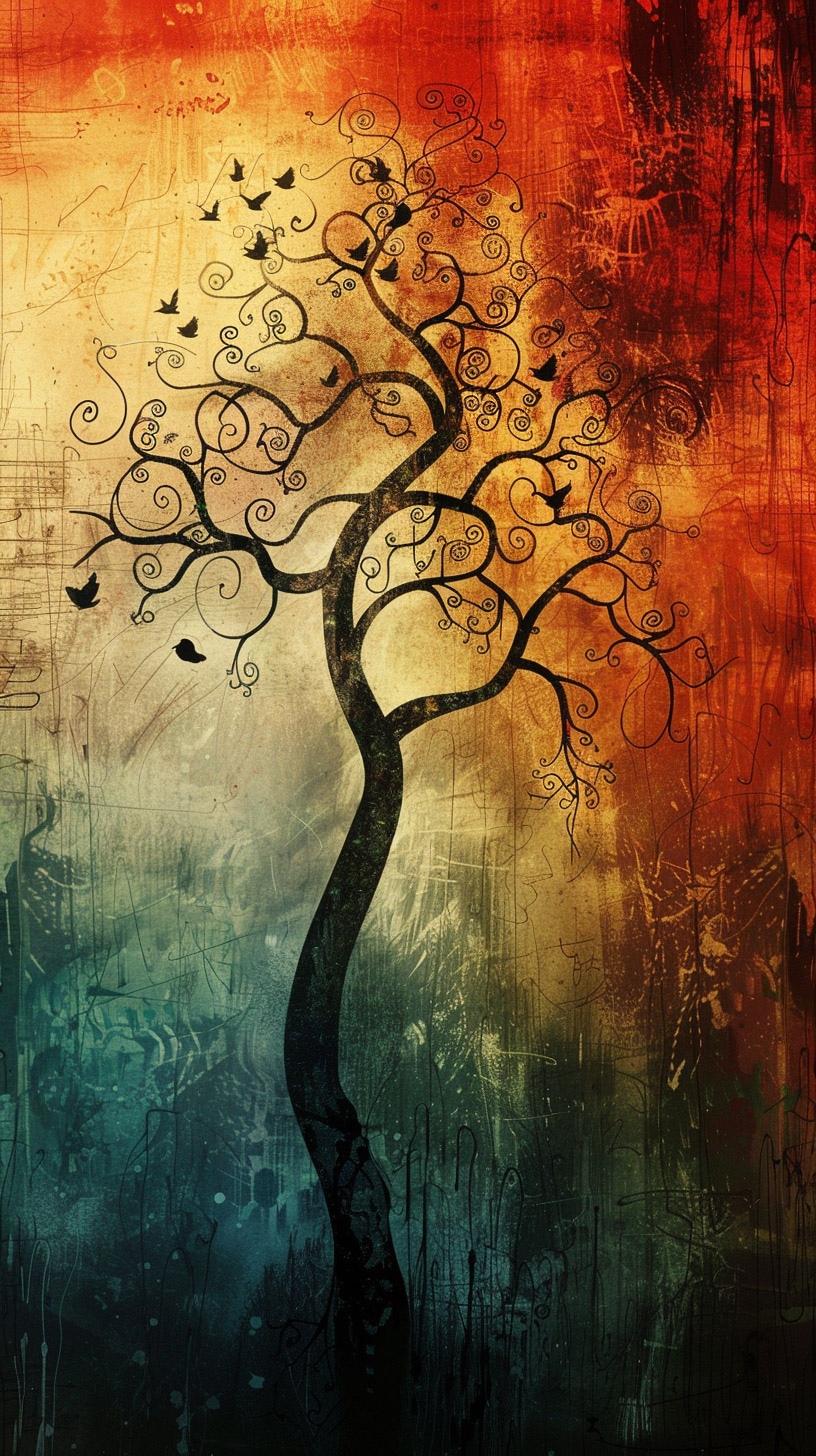 Vibrant Digital Background: Tree of Life Image