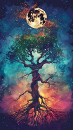 Artistic Phone Wallpaper: Abstract Tree of Life