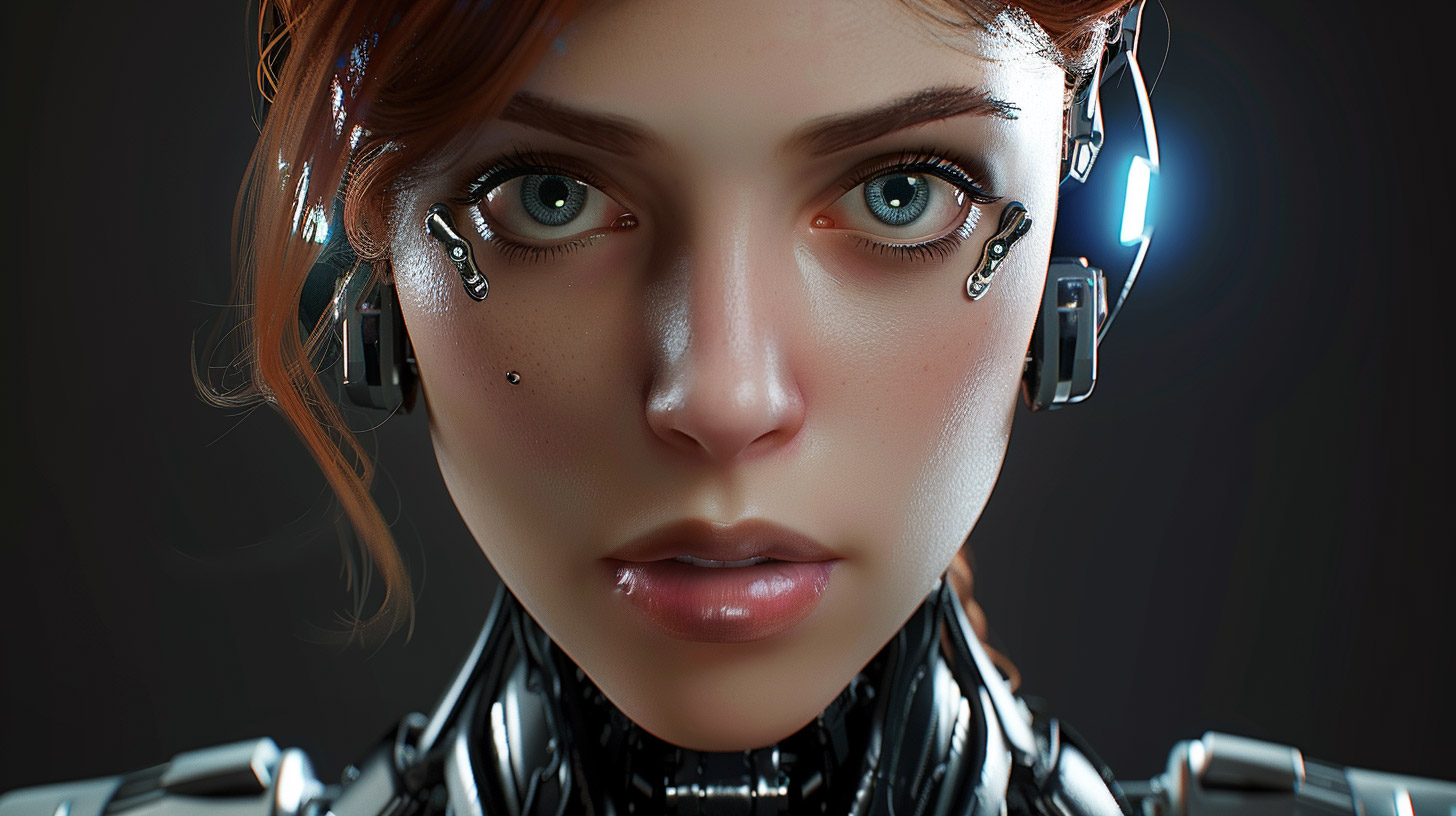 AI Female Cyborg Full Body Wallpaper for Desktop