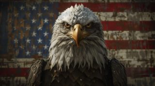 AI Wallpaper Featuring Bald Eagle and American Flag