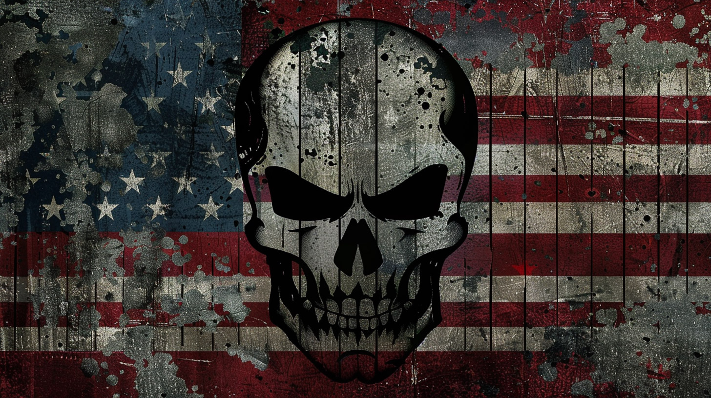 Stunning 4K American Flag Skull Digital Background