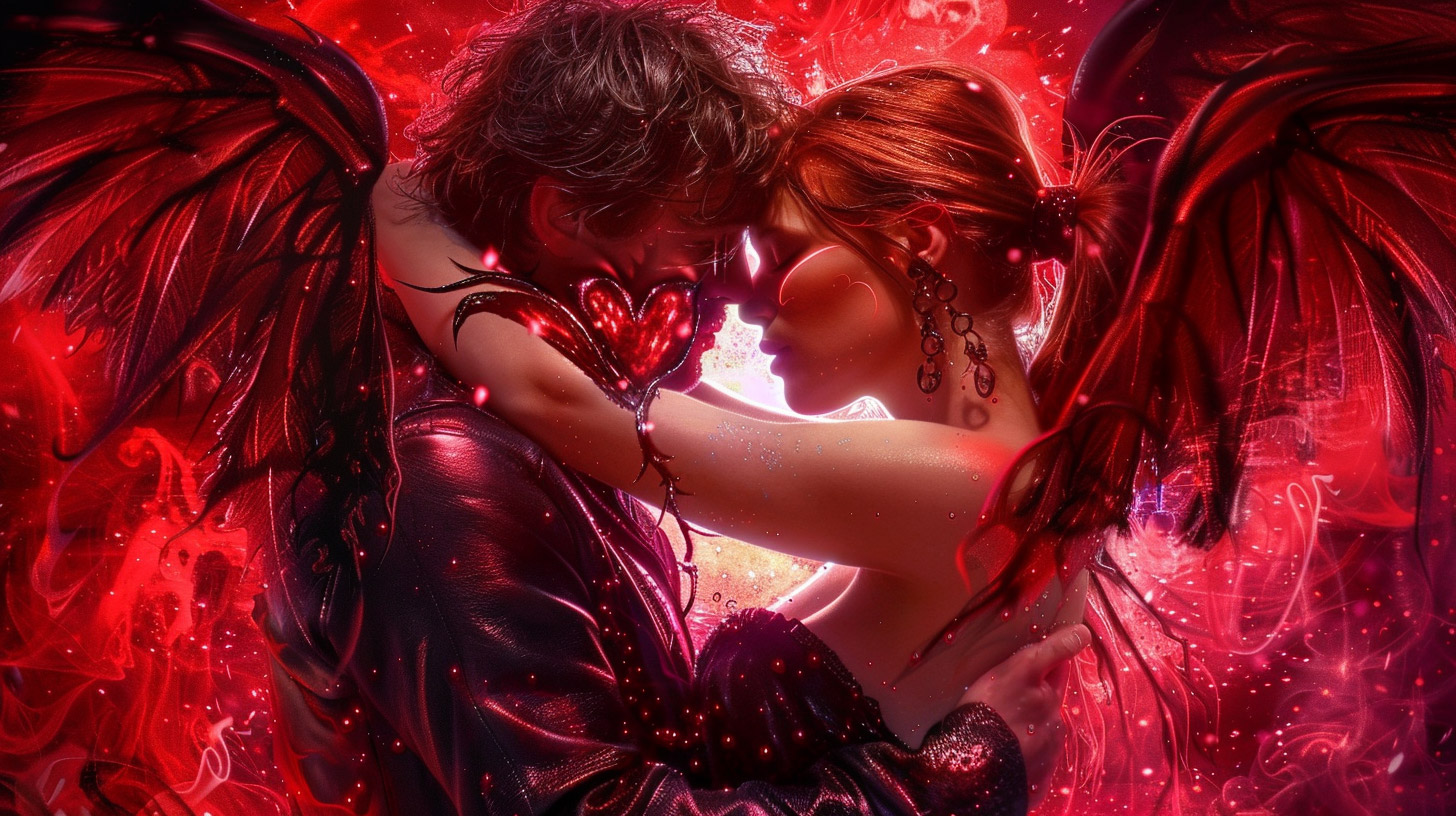 AI-Generated Angel and Demon Love Desktop Backgrounds