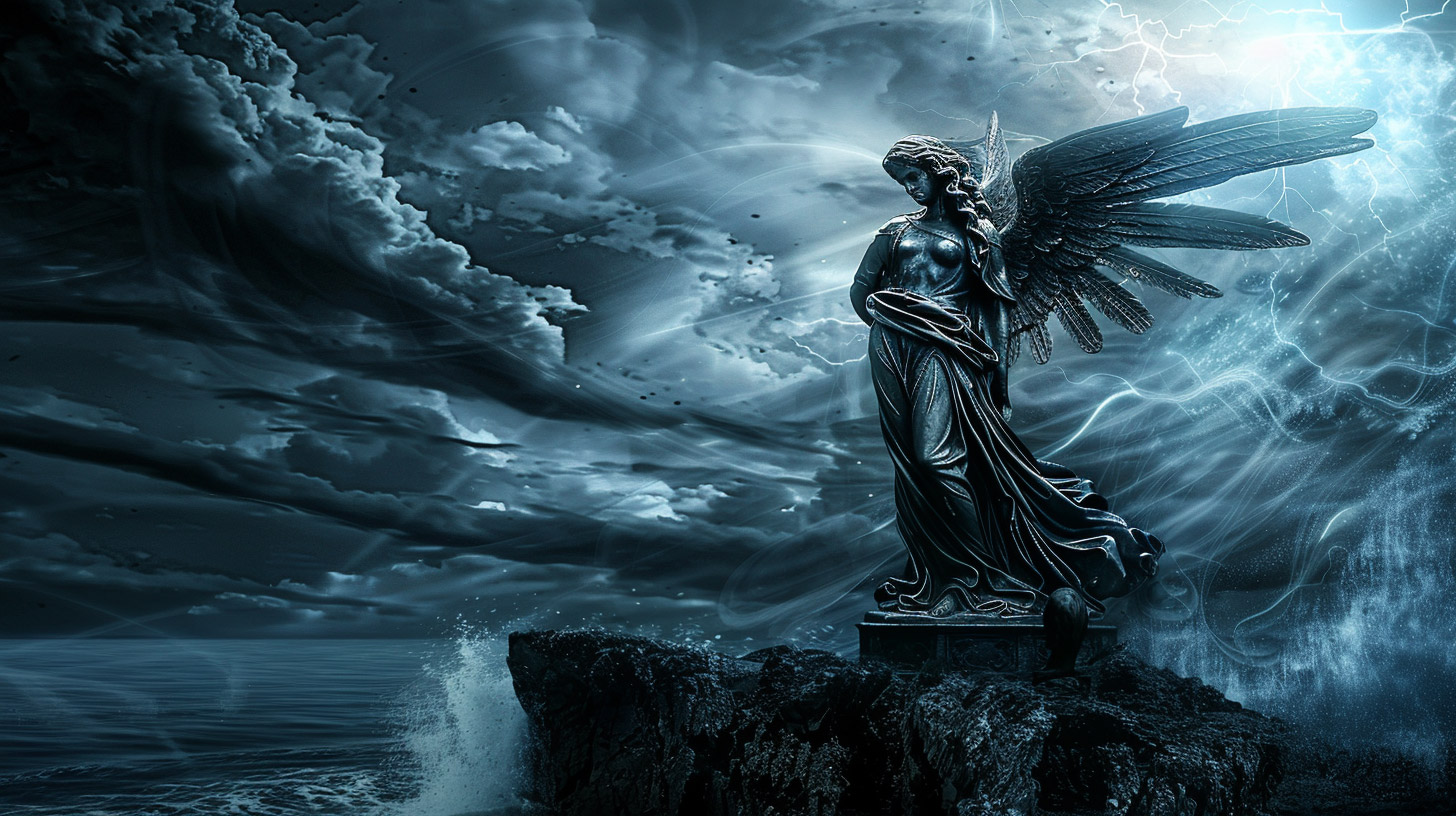 8K Angels and Demons Statue HD Pics Download