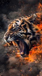 Angry Fire Tiger HD Mobile Wallpaper for iPhone